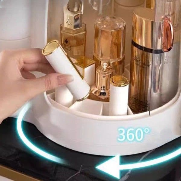 メイクボックス 白 多機能 回転式鏡付き コスメ 収納